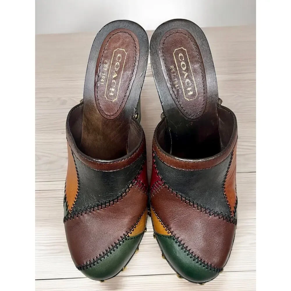 Y2K Coach Q242 Emilia Patchwork Leather Mule Size 6.5M